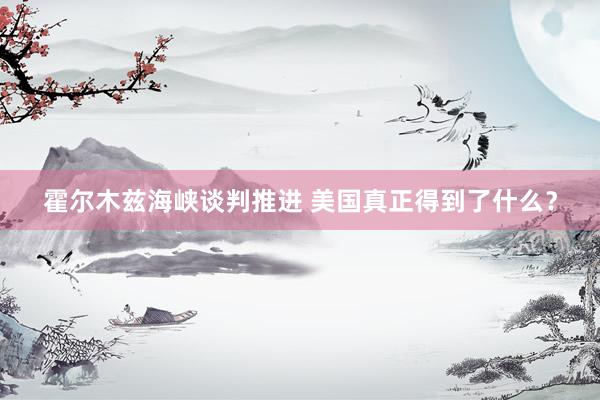 霍尔木兹海峡谈判推进 美国真正得到了什么?