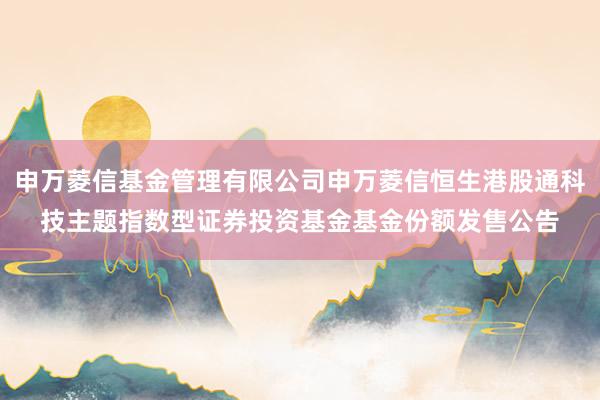 申万菱信基金管理有限公司申万菱信恒生港股通科技主题指数型证券投资基金基金份额发售公告