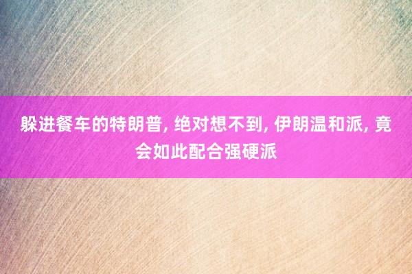 躲进餐车的特朗普, 绝对想不到, 伊朗温和派, 竟会如此配合强硬派