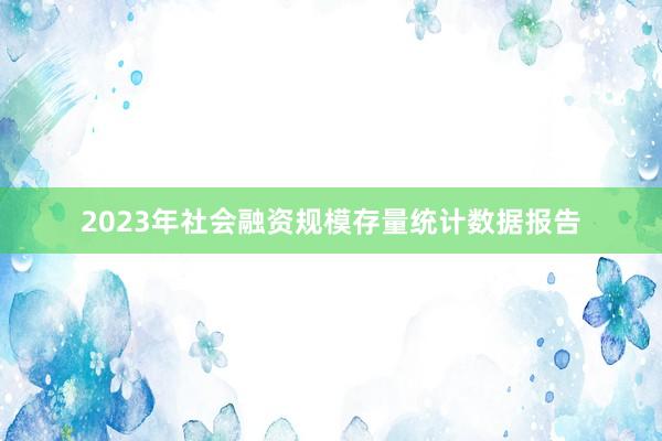2023年社会融资规模存量统计数据报告