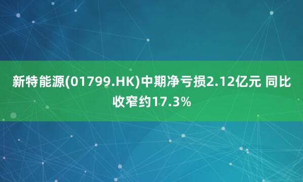 新特能源(01799.HK)中期净亏损2.12亿元 同比收窄约17.3%