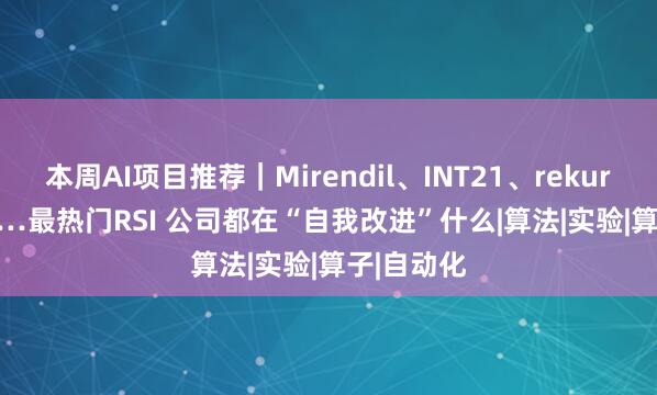 本周AI项目推荐｜Mirendil、INT21、rekursiv.ai ……最热门RSI 公司都在“自我改进”什么|算法|实验|算子|自动化