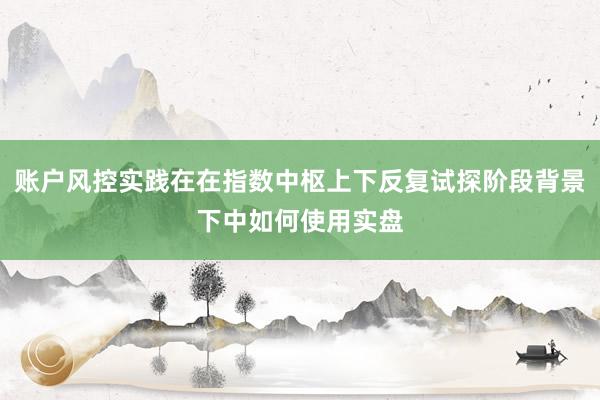 账户风控实践在在指数中枢上下反复试探阶段背景下中如何使用实盘