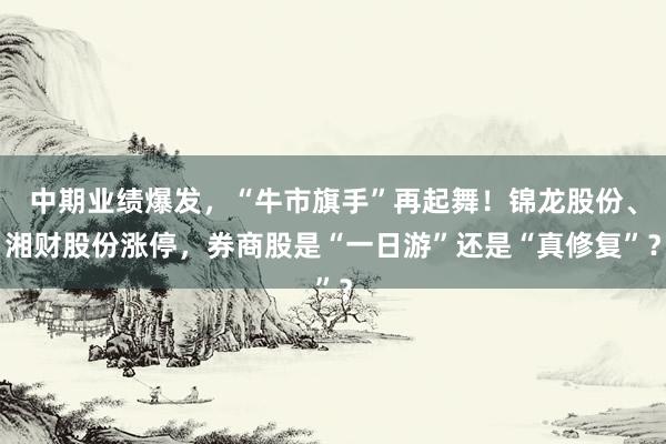 中期业绩爆发，“牛市旗手”再起舞！锦龙股份、湘财股份涨停，券商股是“一日游”还是“真修复”？