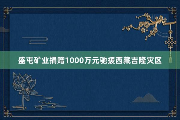 盛屯矿业捐赠1000万元驰援西藏吉隆灾区