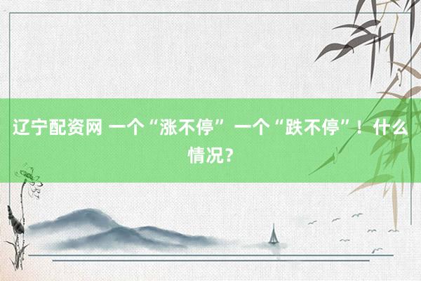 辽宁配资网 一个“涨不停” 一个“跌不停”！什么情况？
