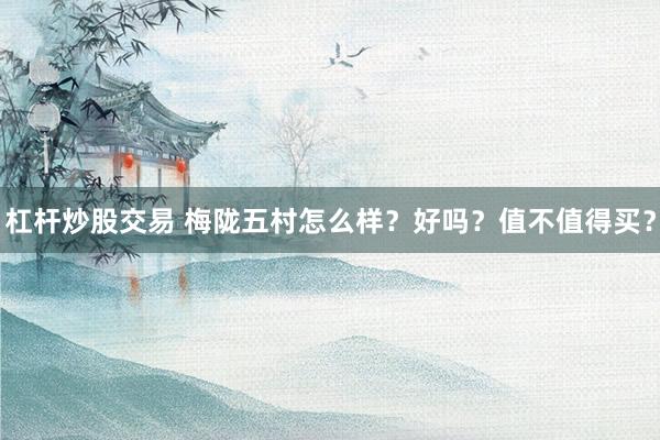 杠杆炒股交易 梅陇五村怎么样?好吗?值不值得买?