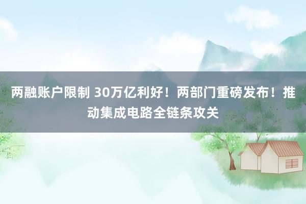 两融账户限制 30万亿利好！两部门重磅发布！推动集成电路全链条攻关