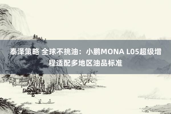 泰泽策略 全球不挑油：小鹏MONA L05超级增程适配多地区油品标准