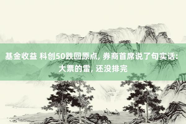基金收益 科创50跌回原点, 券商首席说了句实话: 大票的雷, 还没排完